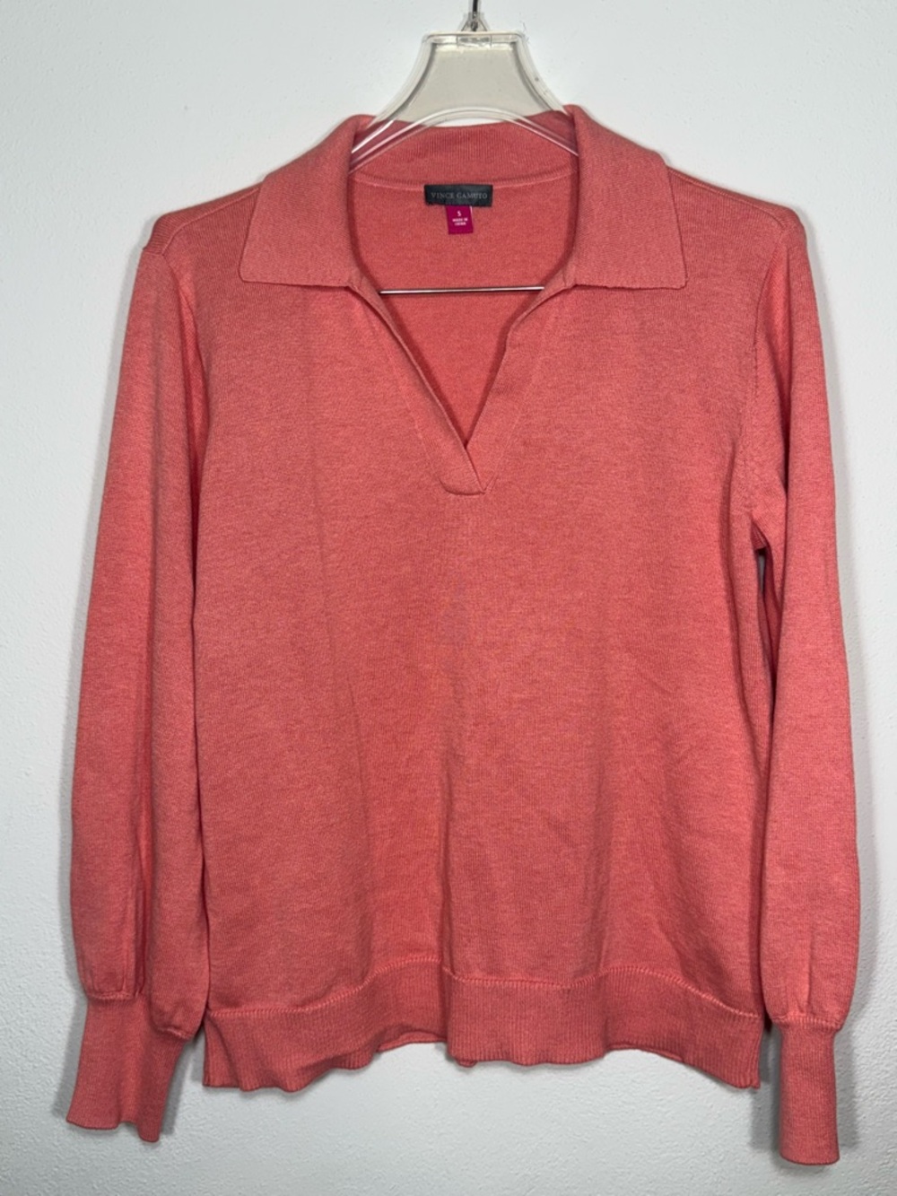 NWT Vince Camuto Ocean Coral Polo V-Neck Sweater Size Small